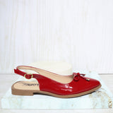 Baleta cerrada rojo oscuro charol para mujer T801-Z490