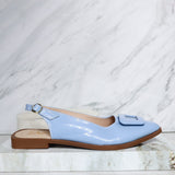 Baleta destalonada azul charol para mujer T803-Z490