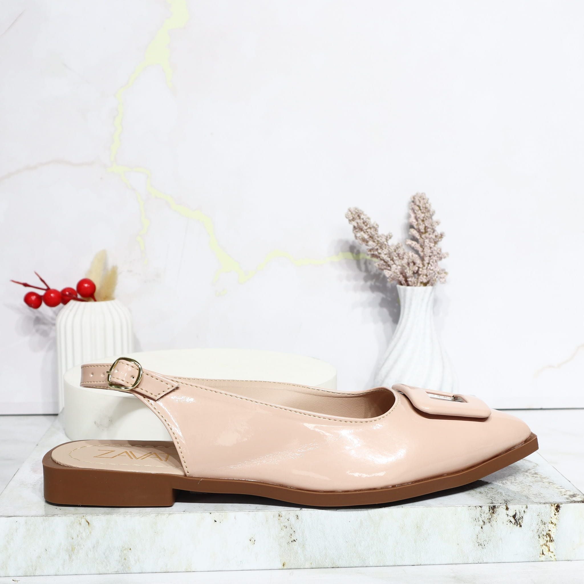 Baleta nude charol para mujer T803-Z490