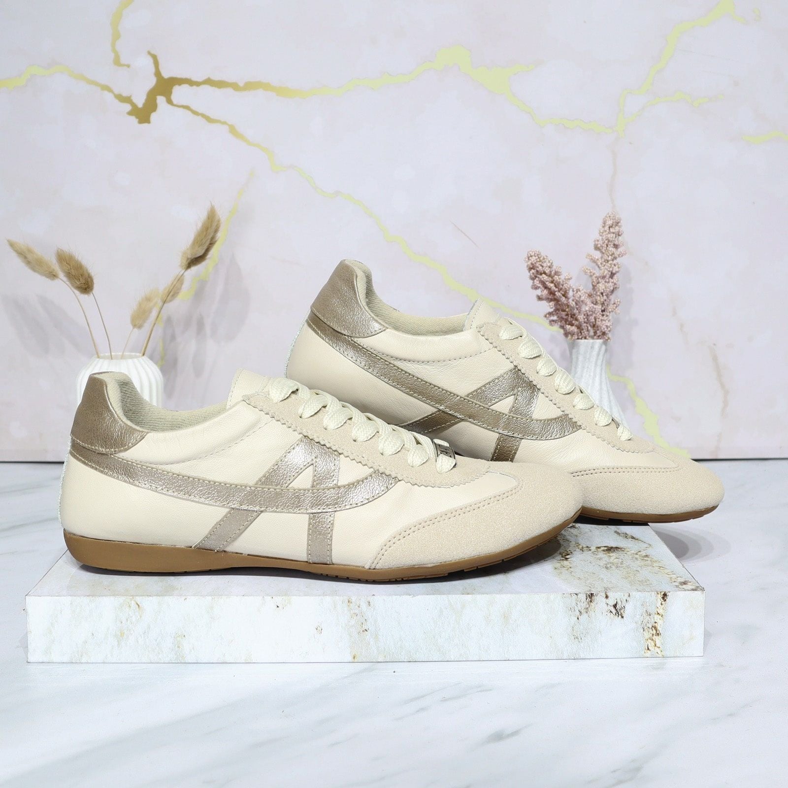 Tenis talco x champaña cuero para mujer A202-Z495