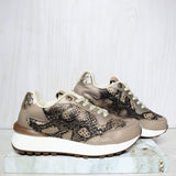 Tenis cuero taupe x folia cuero para mujer TAC1046