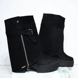 Bota cuadrada negro para mujer 26103-Z22