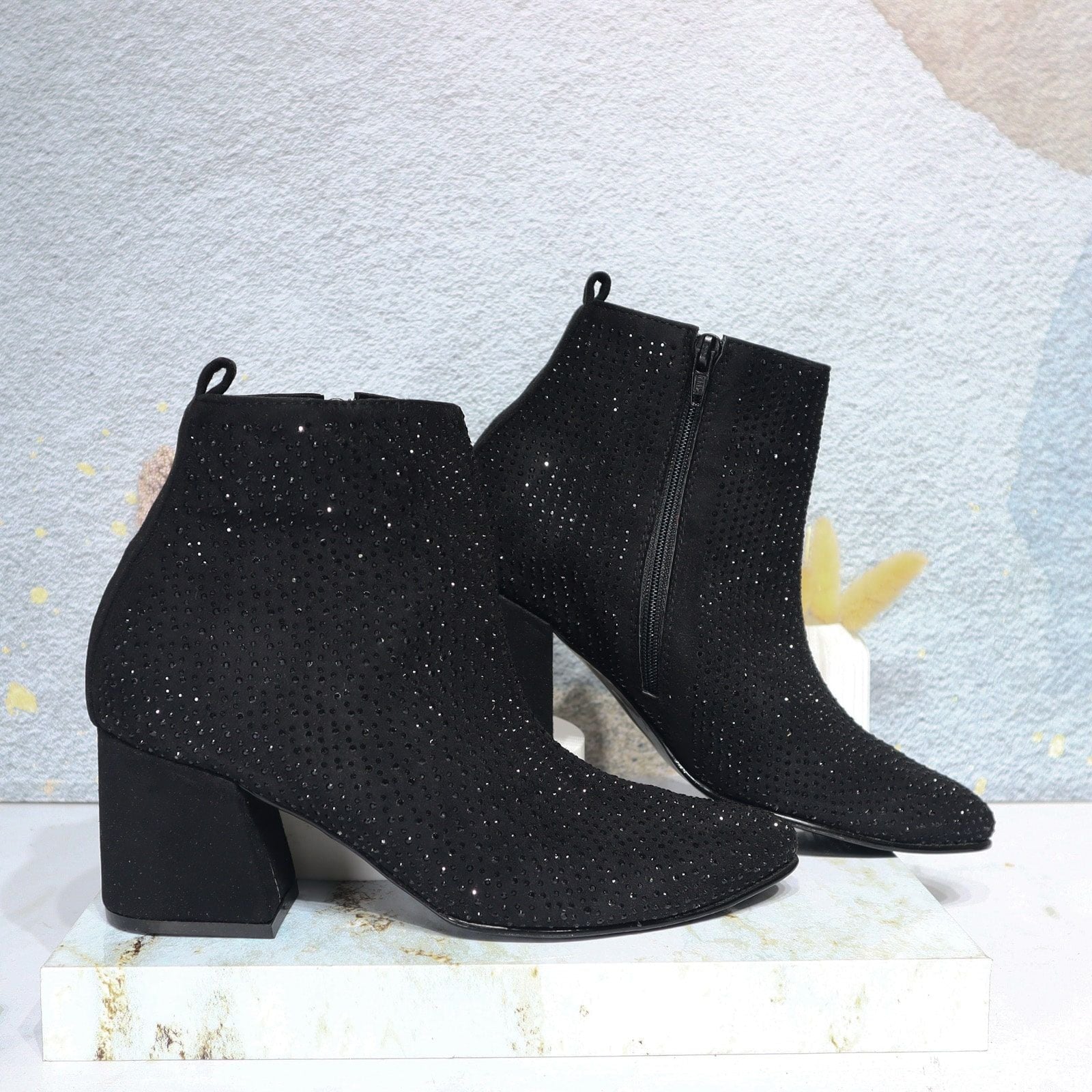 Botin negro piedras para mujer 400-Z578