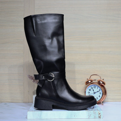 Bota negro cuero para mujer 450-Z578