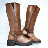 Bota plana miel para mujer 749-Z126