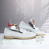 Mocasin gris cuero para mujer 25800-Z715