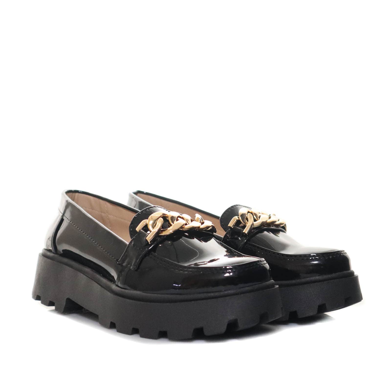 Mocasin negro charol para mujer 266-Z284