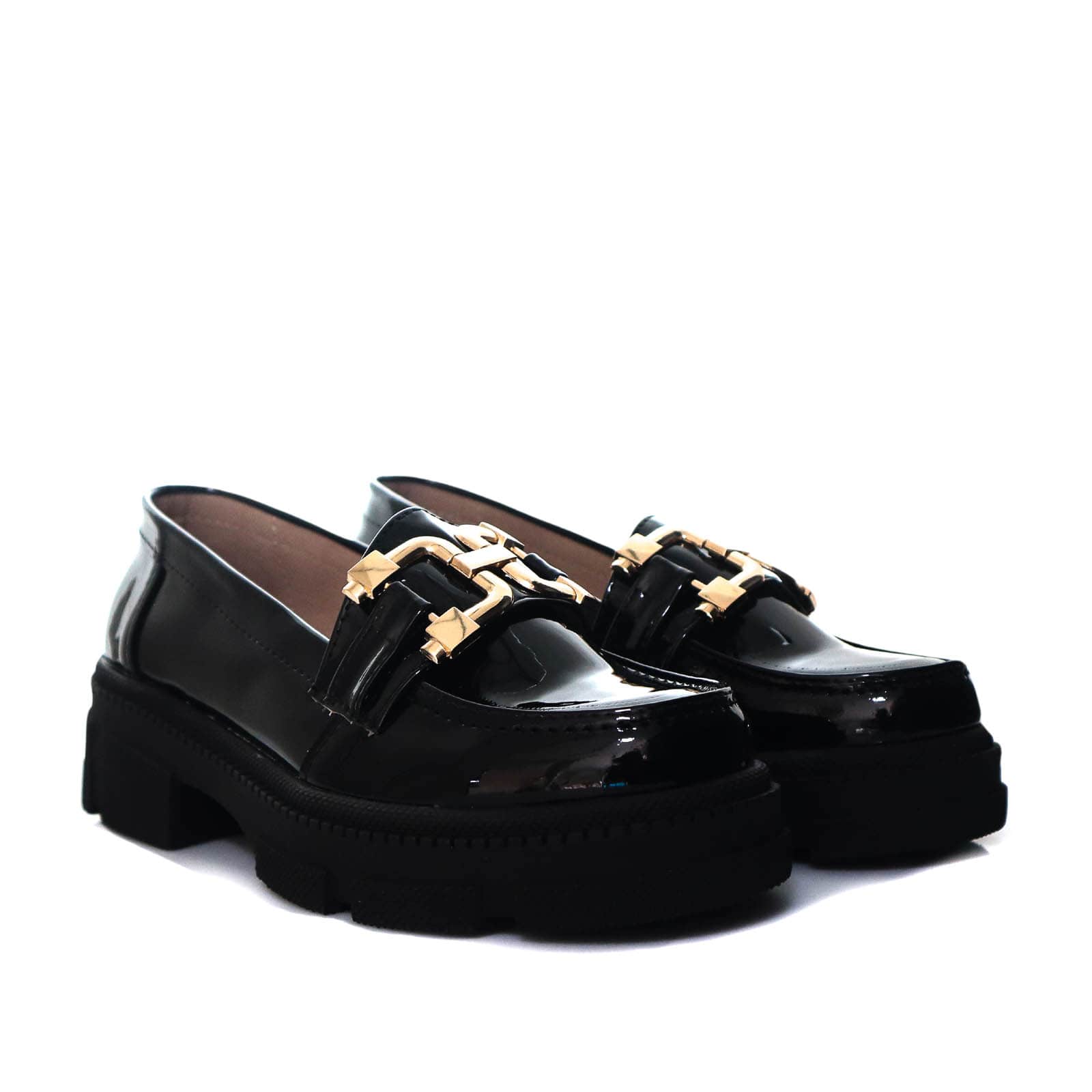 Mocasin negro charol para mujer 445-Z284