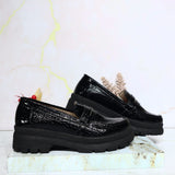Mocasin negro charol para mujer 625-Z284