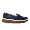 Mocasin azul cuero para mujer H-IRANIA