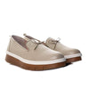 Mocasin beige x oro cuero para mujer H-IRANIA