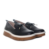Mocasin negro cuero para mujer H-IRANIA