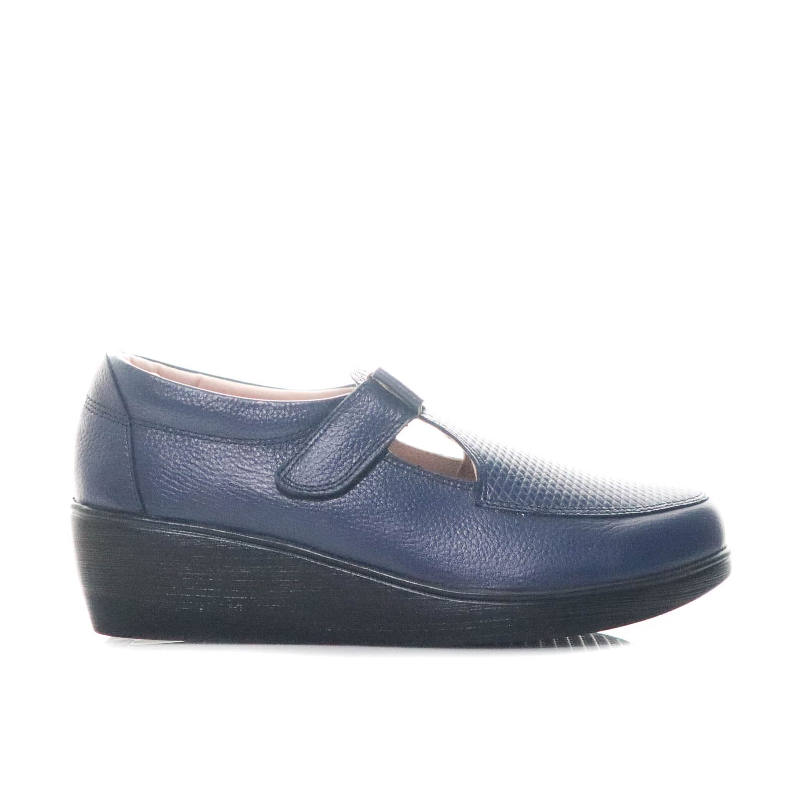 Mocasin azul cuero para mujer H-ISABEL