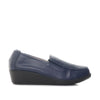 Mocasin azul cuero para mujer H-JANA