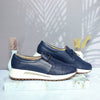 Mocasin azul cuero para mujer H-NANCY