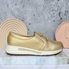 Mocasin dorado cuero para mujer H-NANCY