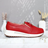 Mocasin rojo cuero para mujer H-NANCY