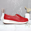 Mocasin rojo cuero para mujer H-NANCY