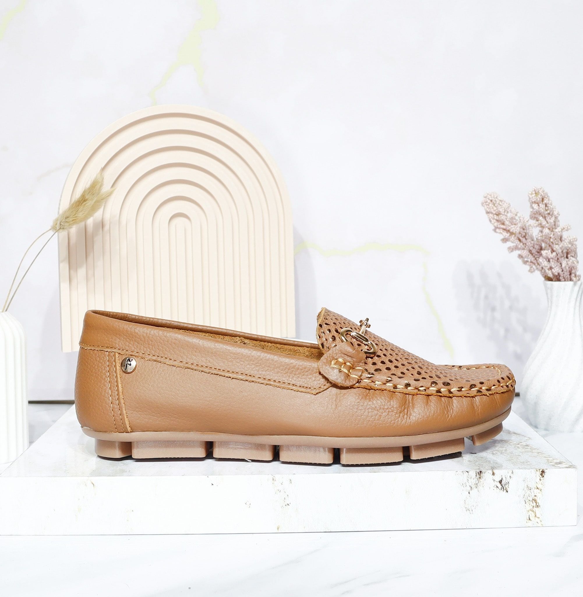 Mocasin miel cuero para mujer TA09-Z449