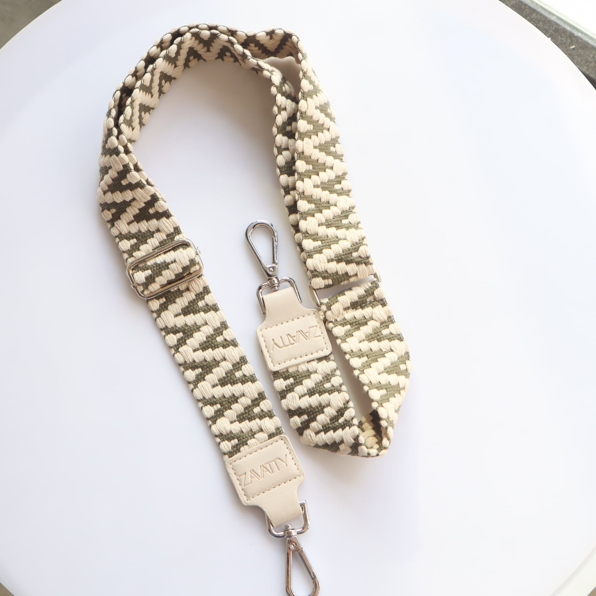 Reata para bolsos de mujer REA1 COLOR BEIGE CON VERDE