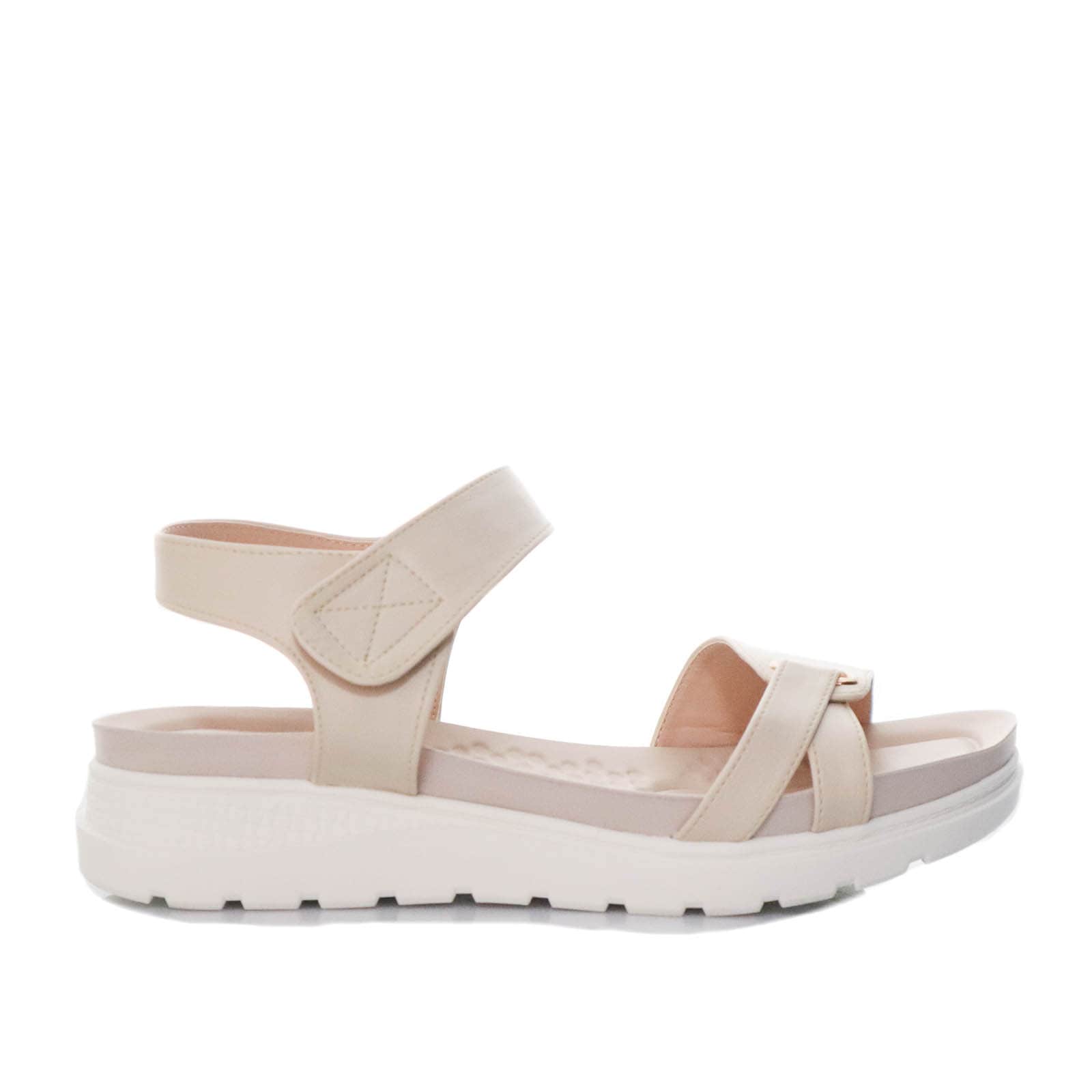 Sandalia plana beige para mujer 7019-1-Z83