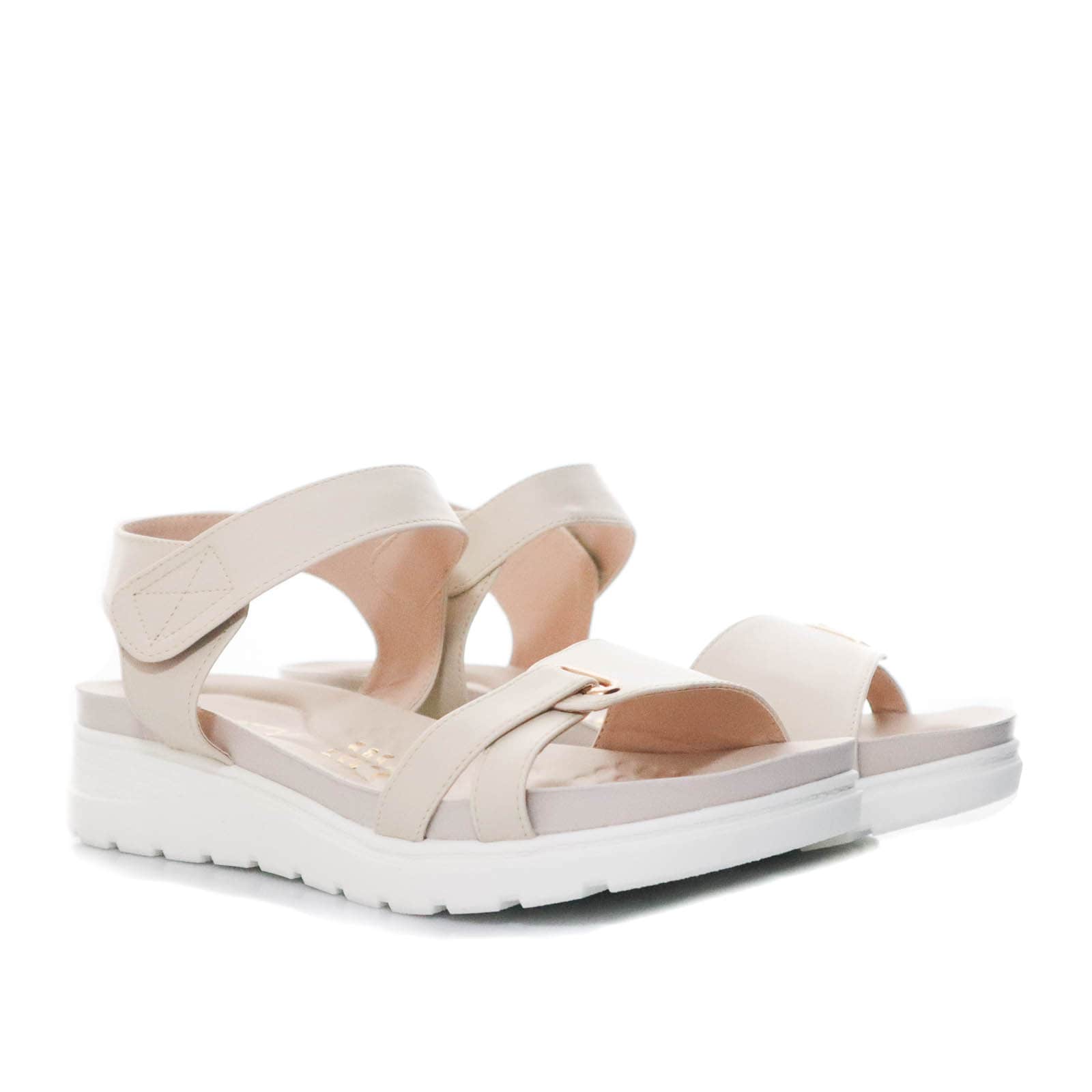 Sandalia plana beige para mujer 7019-1-Z83