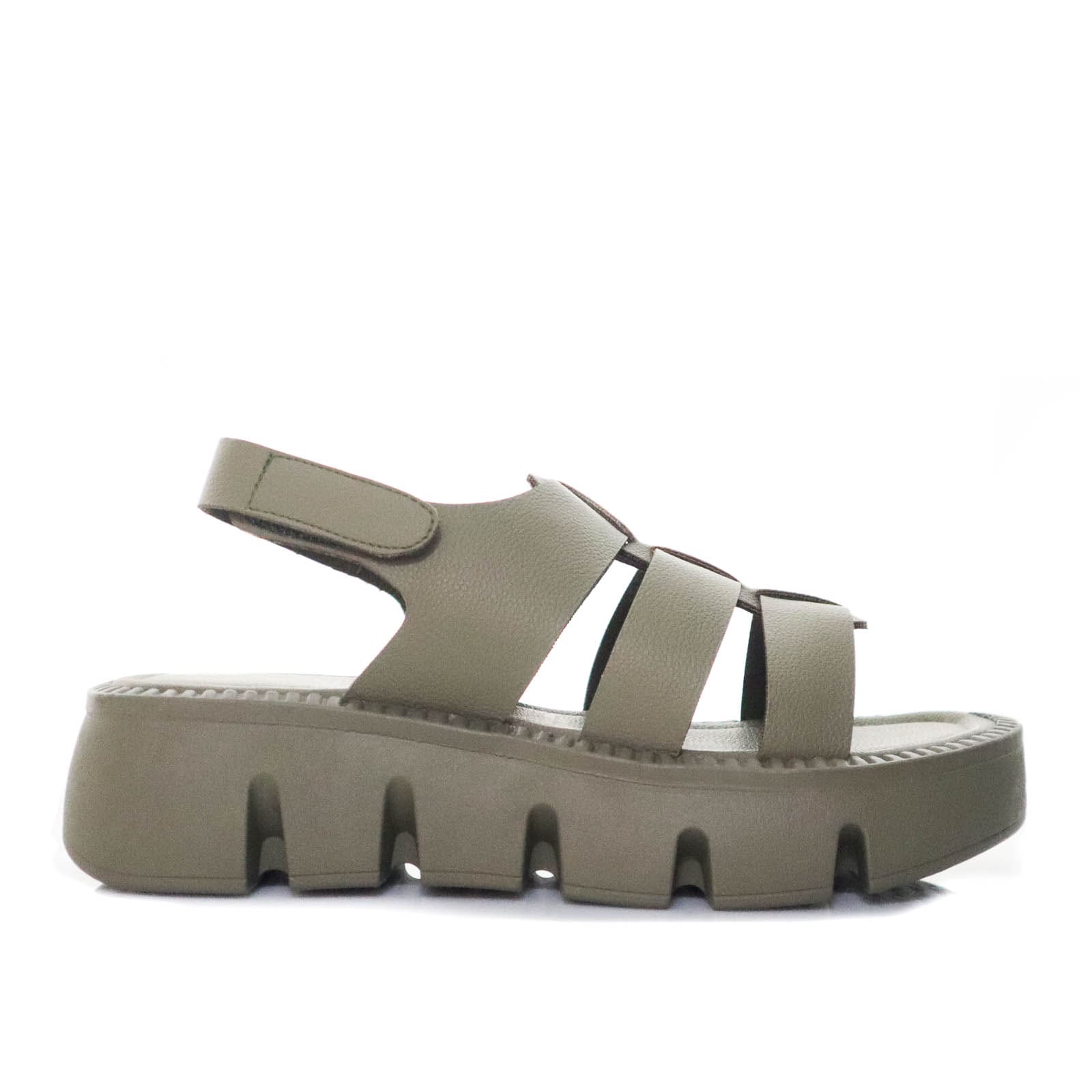 Sandalia plataforma baja verde oliva para mujer JULIETA-Z610