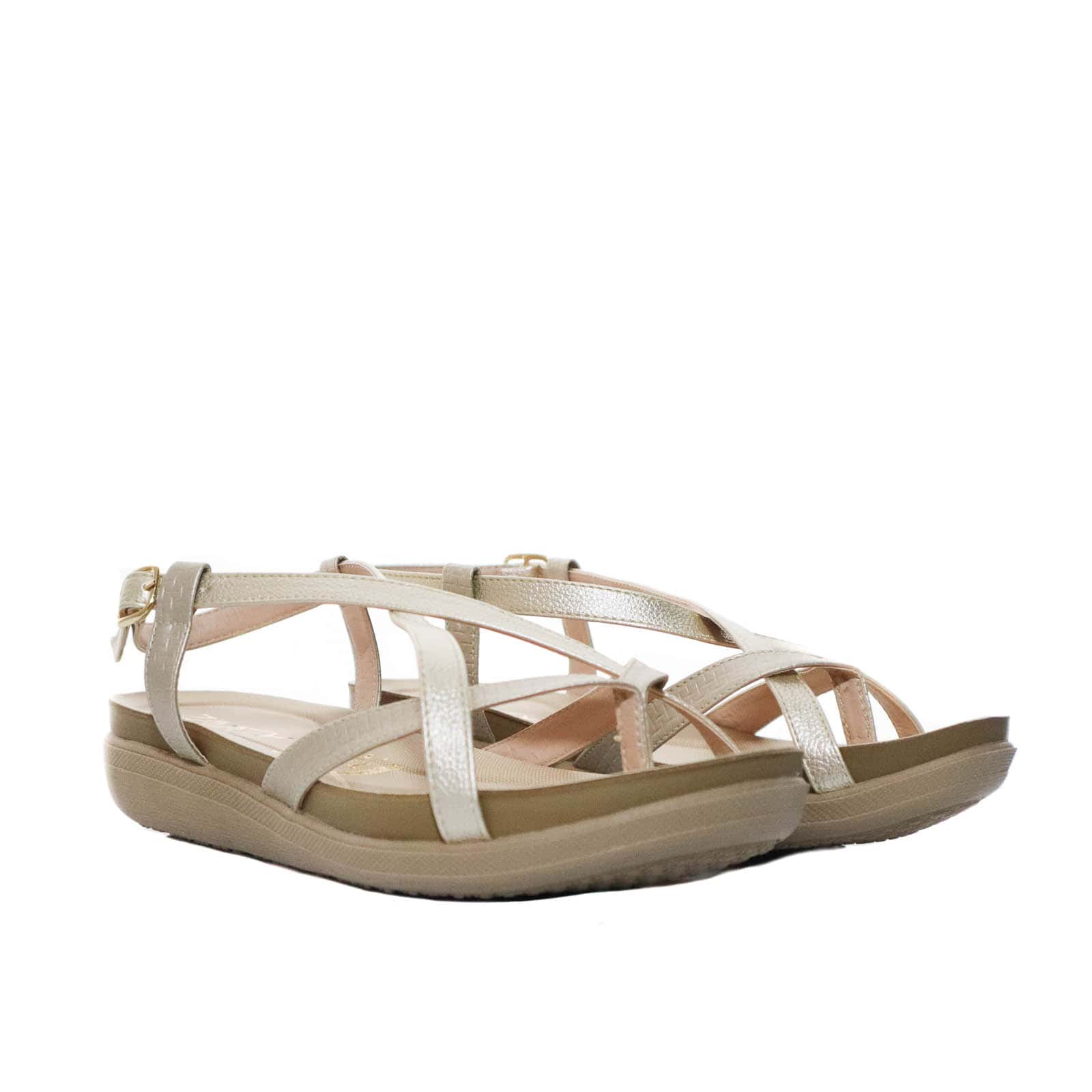 Sandalia plana champaña para mujer 005-Z83