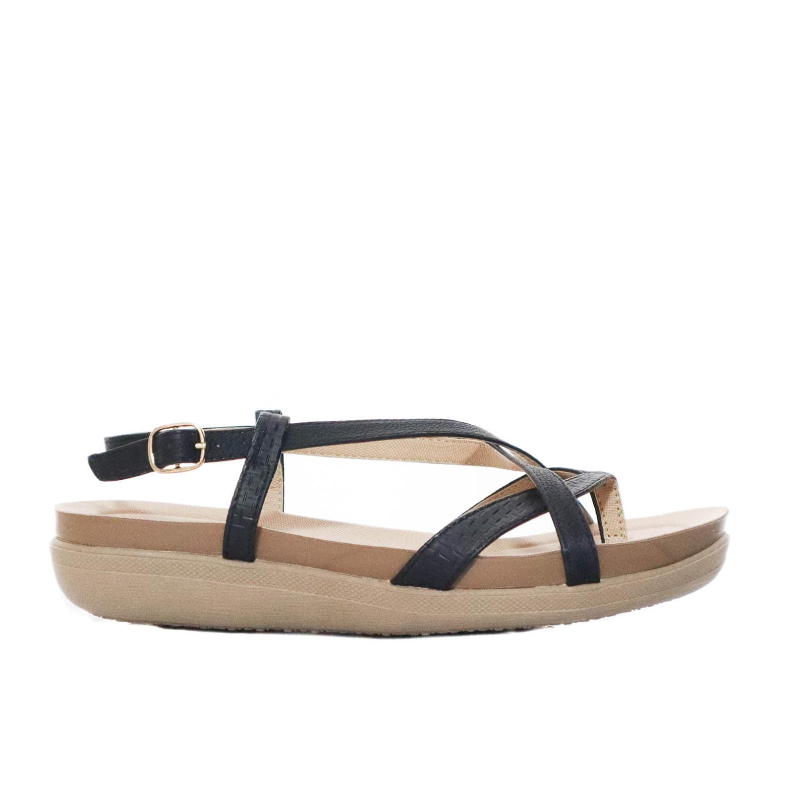 Sandalia plana negro para mujer 005-Z83