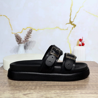 Sandalia plana negro para mujer 03-Z43
