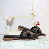 Sandalia plana negro para mujer 1002-Z148