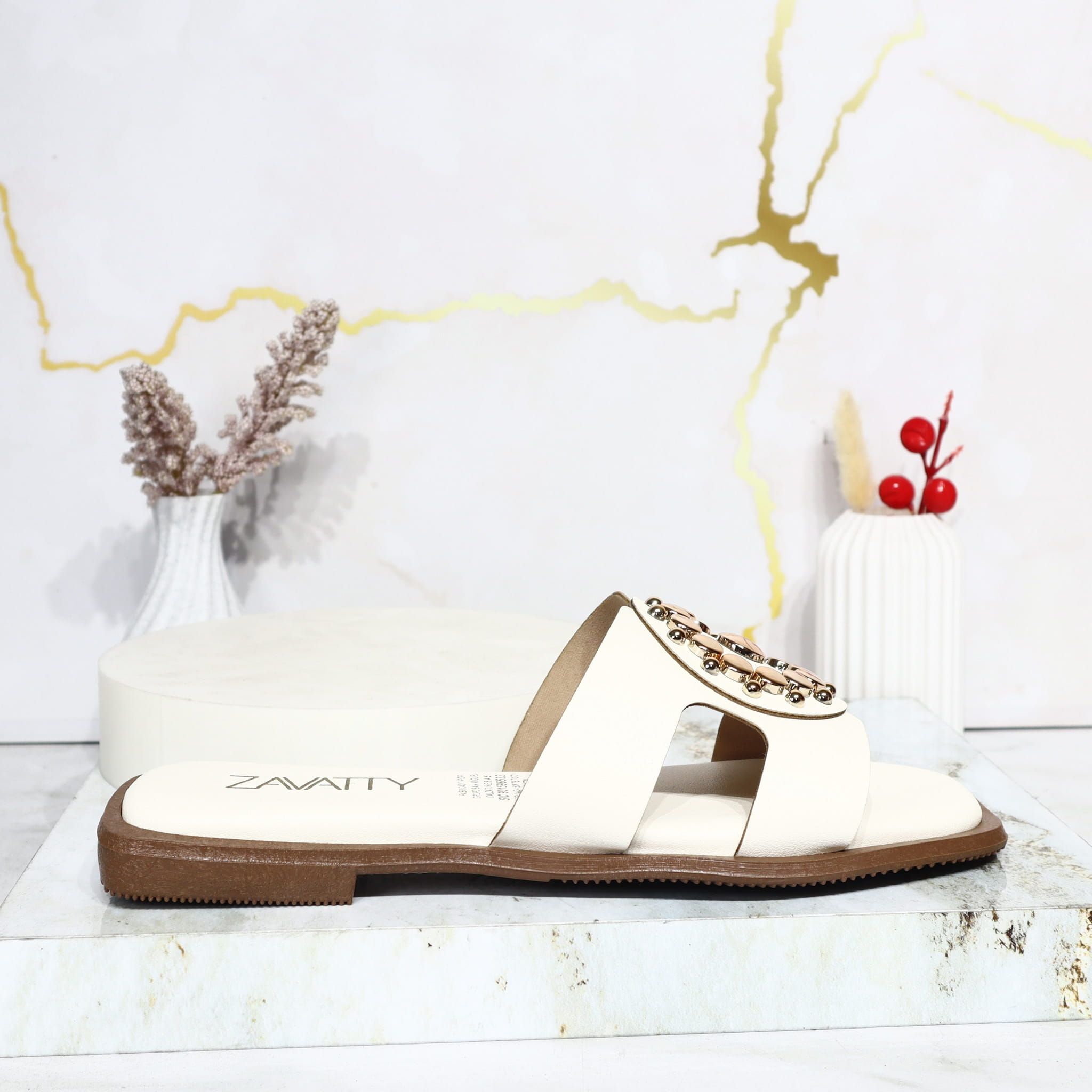 Sandalia plana avellana para mujer 1003-Z148