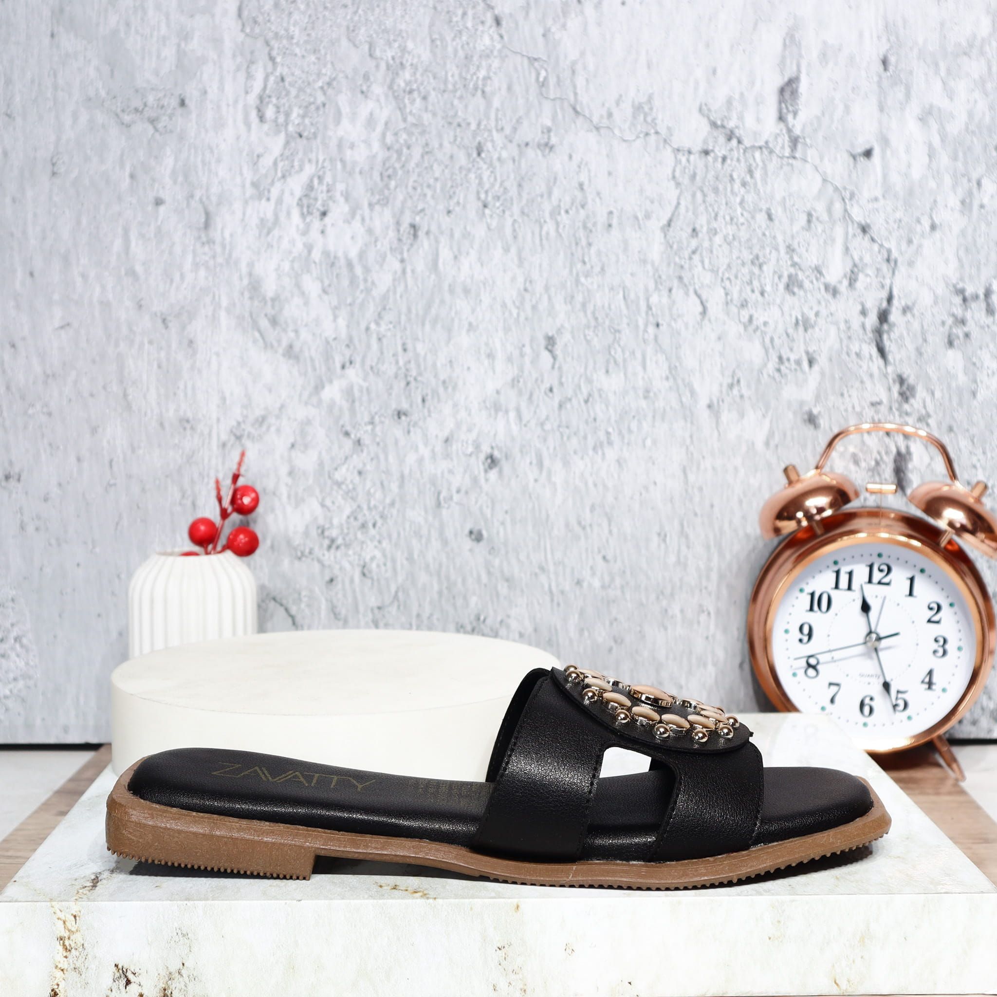 Sandalia plana negro para mujer 1005-Z148