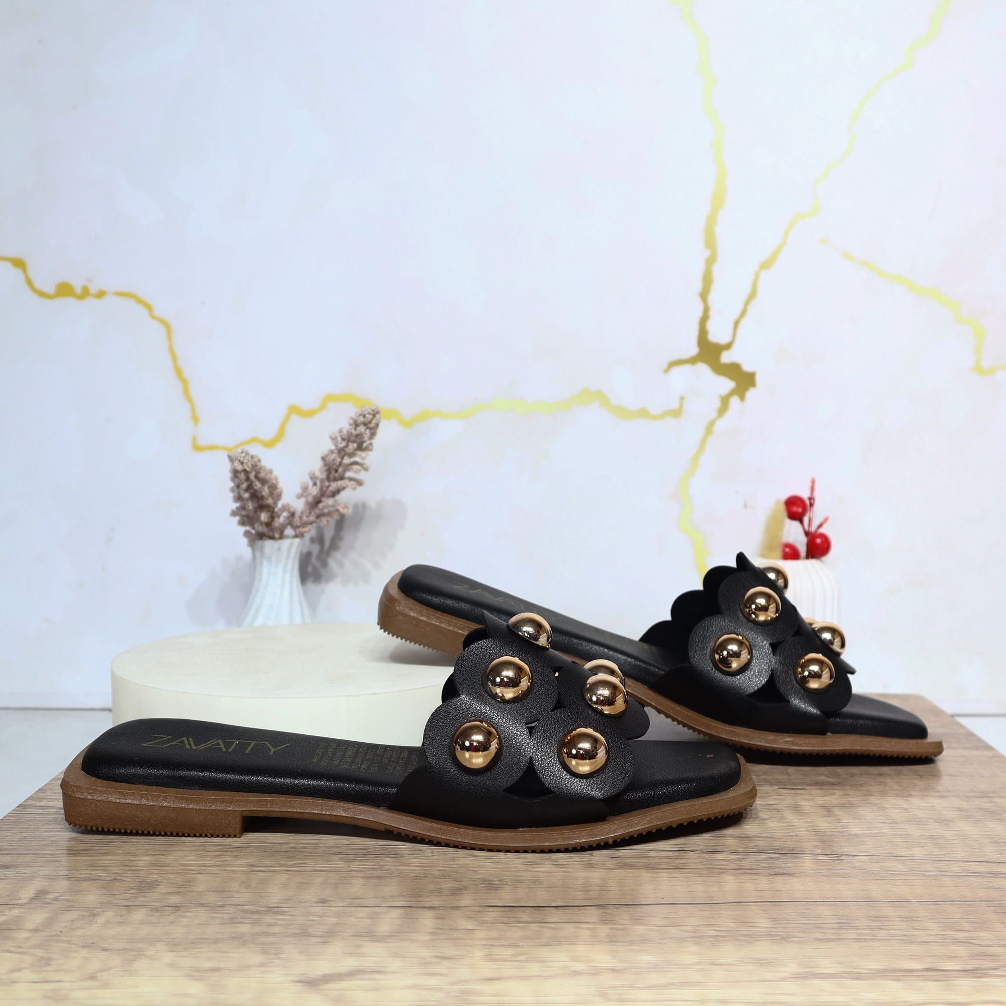 Sandalia plana negro para mujer 1006-Z148