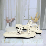 Sandalia plana talco para mujer 1029-Z43