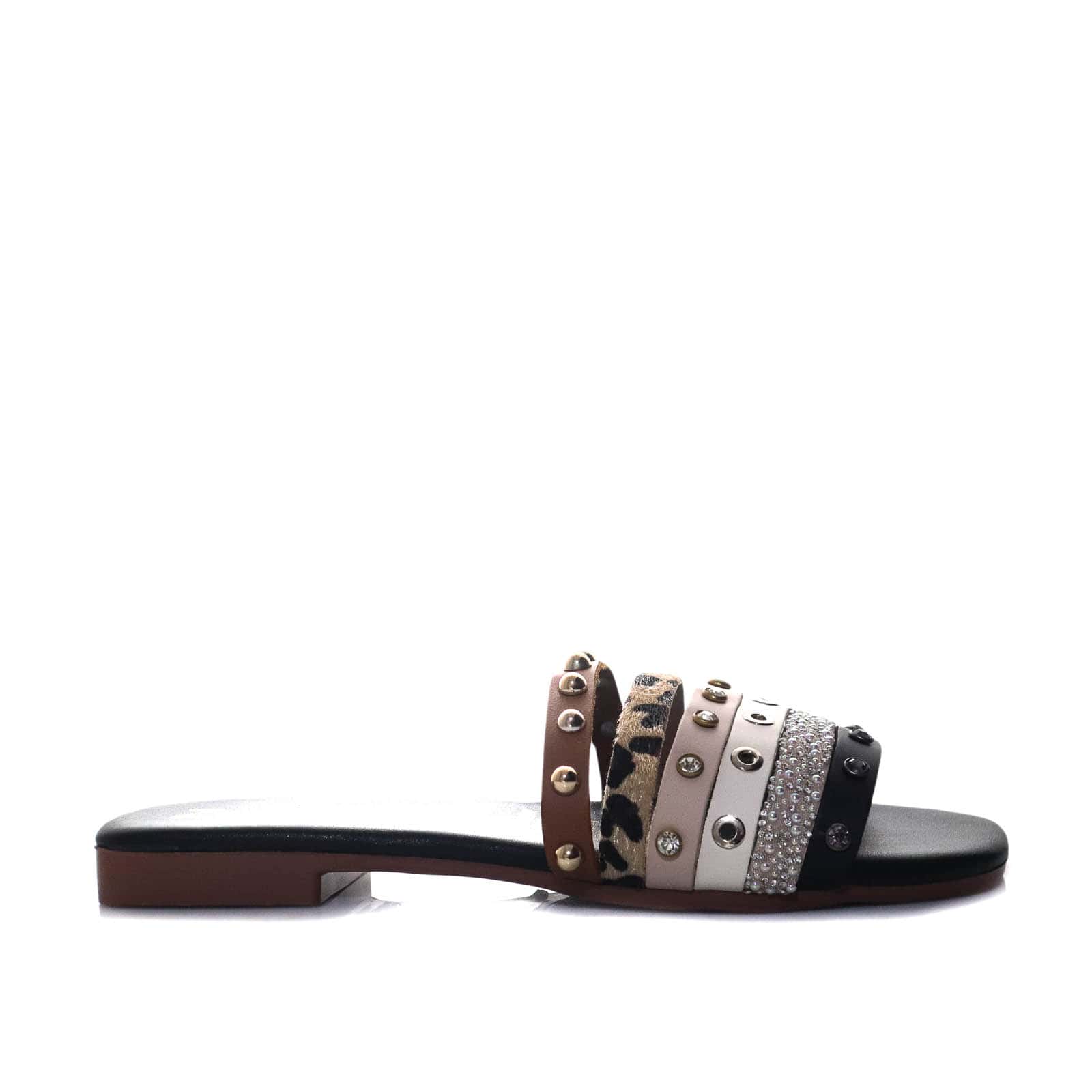 Sandalia plana negro para mujer 112-Z43