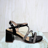 Sandalia 5 1/2 brillos negro para mujer 180-Z805