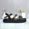 Sandalia plana negro para mujer 1920-Z101