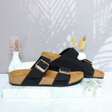 Sandalia plana negro para mujer 21000-Z620