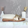 Sandalia plana oro cuero para mujer 23C06-Z19