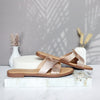 Sandalia plana oro rosa cuero para mujer 23C10-Z19