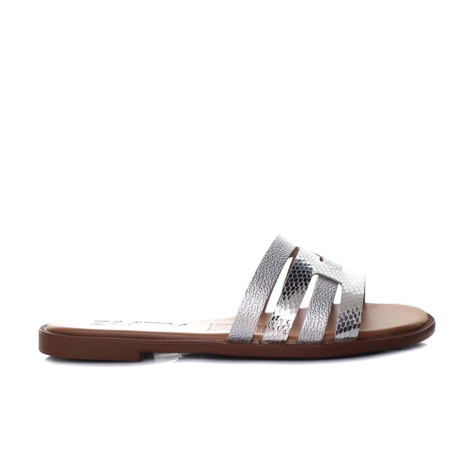 Sandalia plana plata para mujer 23C24-Z19