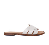 Sandalia plana gris cuero para mujer 23C26-Z19