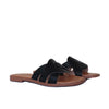 Sandalia plana negro cuero para mujer 23C26-Z19