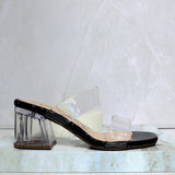 Sandalia 5 1/2 transparente negro charol x acetato para mujer 2460-Z148