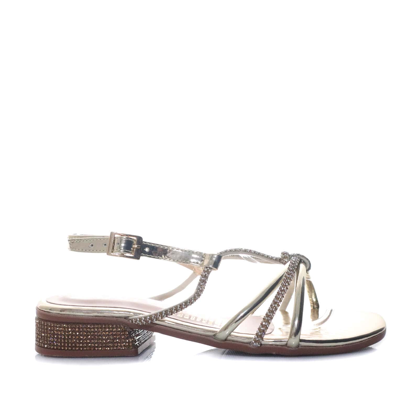 Sandalia plana champaña charol para mujer 2569-Z527