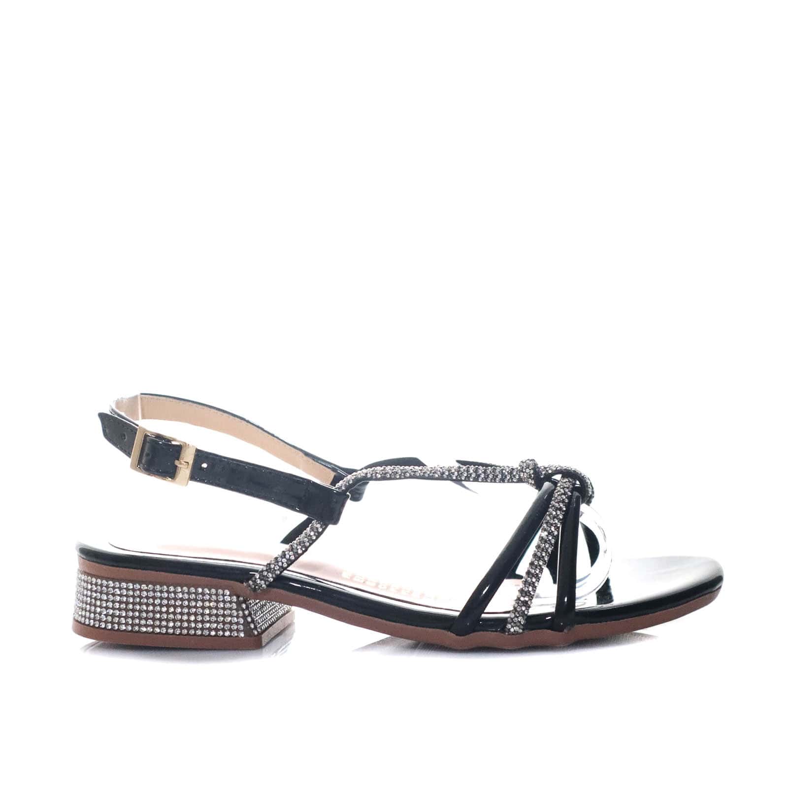 Sandalia plana negro charol para mujer 2569-Z527