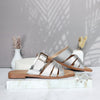 Sandalia plana plateado cuero para mujer 25C38-Z19