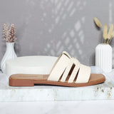 Sandalia plana talco cuero para mujer 25C39-Z19