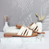 Sandalia plana talco cuero para mujer 25C39-Z19